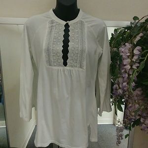 Joie Lace Keyhole Open L/S Knit Top